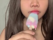 Asian Girl Sucking Ice Cream ASMR