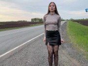 Hot Bitch Cock sucking Pays For Ride With Sex,Hitchhikes In Tight Leather Skirt,Show Big Ass Tits 2/16