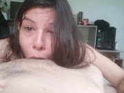 It's not just a blowjob, she swallows it all deep and doesn't get tired, deep throat