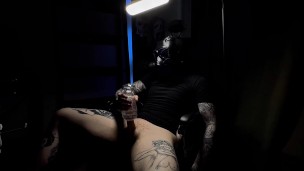 EXTREME Edging Vocal Tattooed Male Clear Transparent Flesh Light Gas Masked Man Omen Bunny