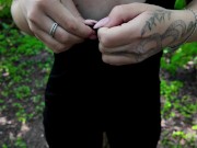 Russian Schoolgirl in the Forest Showing Tits and Pussy Public Masturbation Moaning 1/16