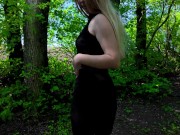 Schoolgirl Takes Classmate Into the Woods Shows Pussy and Tits Masturbates Publicly 1/16