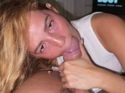 While Agatha Vega relaxes she can't resist giving a juicy blowjob and licking Christian Clay's cum 13/16