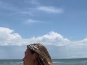 23 asian wife gives handjob on the beach in fishnet dress 1/16