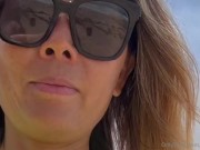 23 asian wife gives handjob on the beach in fishnet dress 8/16