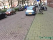 Sexy Tattooed Ex-Girlfriend doing her first Cumwalk in Amsterdam 15/16