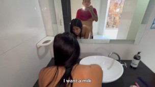 I see my stepsister taking a shower and I end up filling her pussy with cum