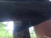Cum-Dripping Pussy Peeing on a Log in the Forest 5/16