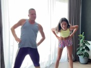 Bisexual threesome without a condom with stepfather after morning exercises 1/16