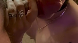 Cum thirsty Hotwife gives great deep throat