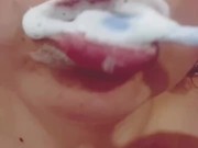 CLEANING MY DIRTY MOUTH AFTER HUGE CREAMPIE/CLOSE UP 1/16