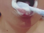 CLEANING MY DIRTY MOUTH AFTER HUGE CREAMPIE/CLOSE UP 3/16