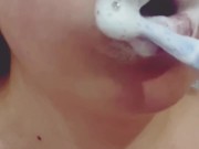 CLEANING MY DIRTY MOUTH AFTER HUGE CREAMPIE/CLOSE UP 4/16