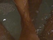 She uses her little feet to play with my cock in the hot tub. 12/16