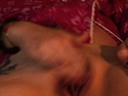 Tattooed babe cums twice while masturbating and then rides me until I cum inside of her 4/16