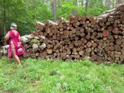 I walk in fully transparent dress in the forest it makes me so horny that I must masturbate