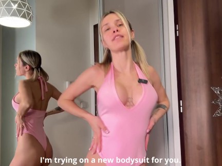 Sex with miniature blonde with firm boobs and tight pussy. Fucked a blonde in a pink bodysuit and do