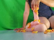 Roses, pussy, spit, and blowjob