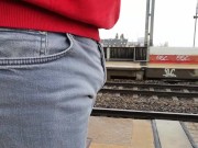 Male Desperation & Public Pissing! Waiting for my Train and Need to Pee so badly! 8/16