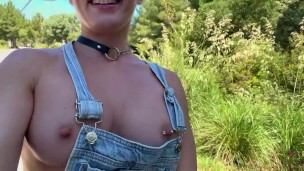 Busty Girl Flashing Her Tits on a Busy Hiking Trail Public Nudity in Nature