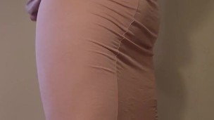 Big booty trap cumming through his skirt and leather thong