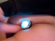 Vibrating butt plug in my mini Before work masturbation session
