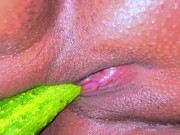 Hot Single Girl puts cucumber in her pussy, She Want A Boyfriend To Fuck Her - Pussy Destroy Fucking 7/16