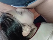 I fuck her in the mouth and cum in her mouth standing - Lesbian_illusion