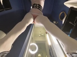 You became a toilet for Mistress in white stockings and high heels and she ready to piss on you now