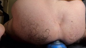 Extreme anal stretching with my huge blue egg plug