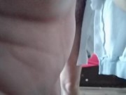 Sexy wife does yoga naked. Hairy brunette pussy, big tits, big ass. 1/16