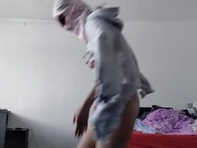 Sexy wife does yoga naked. Hairy brunette pussy, big tits, big ass. 16/16