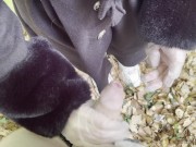 I CUM on LEAVES – LATEX HANDJOB in the FOREST with my BEST FRIEND 💦🍂 4/16