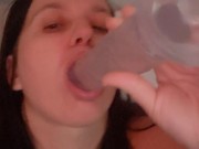 Sucking a big dildo 3/16