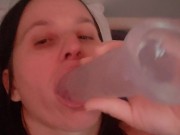 Sucking a big dildo 7/16