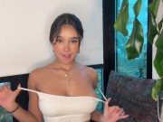 Cute young latina getting her tits out and spitting on them 1/16