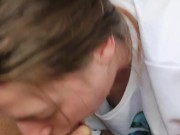 Слюнявый отсос с окончанием в рот от послушной девочки 7/16