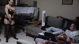 Wife getting naked in striptease for me and my friends