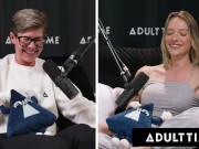 ADULT TIME - Busty Lesbians Octavia Red & Kenna James CAUGHT EATING PUSSY On Podcast Set! FULL SCENE