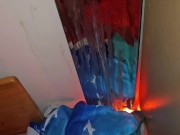 Huge buildup of cum 😍 after my stream Cumming on my mirror in red lighting ✨️ 👌 spraying sperm 11/16