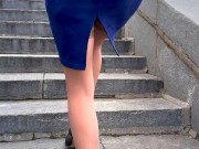 Girl wearing nude nylons stockings and high heels 3/16