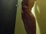 Muscular Hotsportfitboy Masturbates Big Dick in a Public Shower