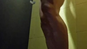Muscular Hotsportfitboy Masturbates Big Dick in a Public Shower