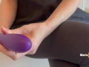 I get an orgasm from a vibrator at my friend's place: masturbation through leggings 2/16