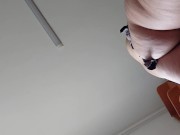 Amateur hairy brunette, big tits, sensual hairy woman in the kitchen. 12/16