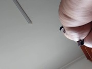 Amateur hairy brunette, big tits, sensual hairy woman in the kitchen. 14/16