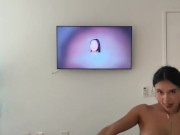 Cute latina playing with her titties and then bending over showing her little asshole 13/16