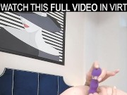 Solo girl,Lorin masturbates at home with har favorite purple toy in VR. 14/16