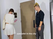 SEXY STUDENT SUCKS TEACHER'S DICK UNDER THE TABLE 1/16