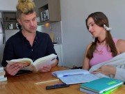 SEXY STUDENT SUCKS TEACHER'S DICK UNDER THE TABLE 2/16